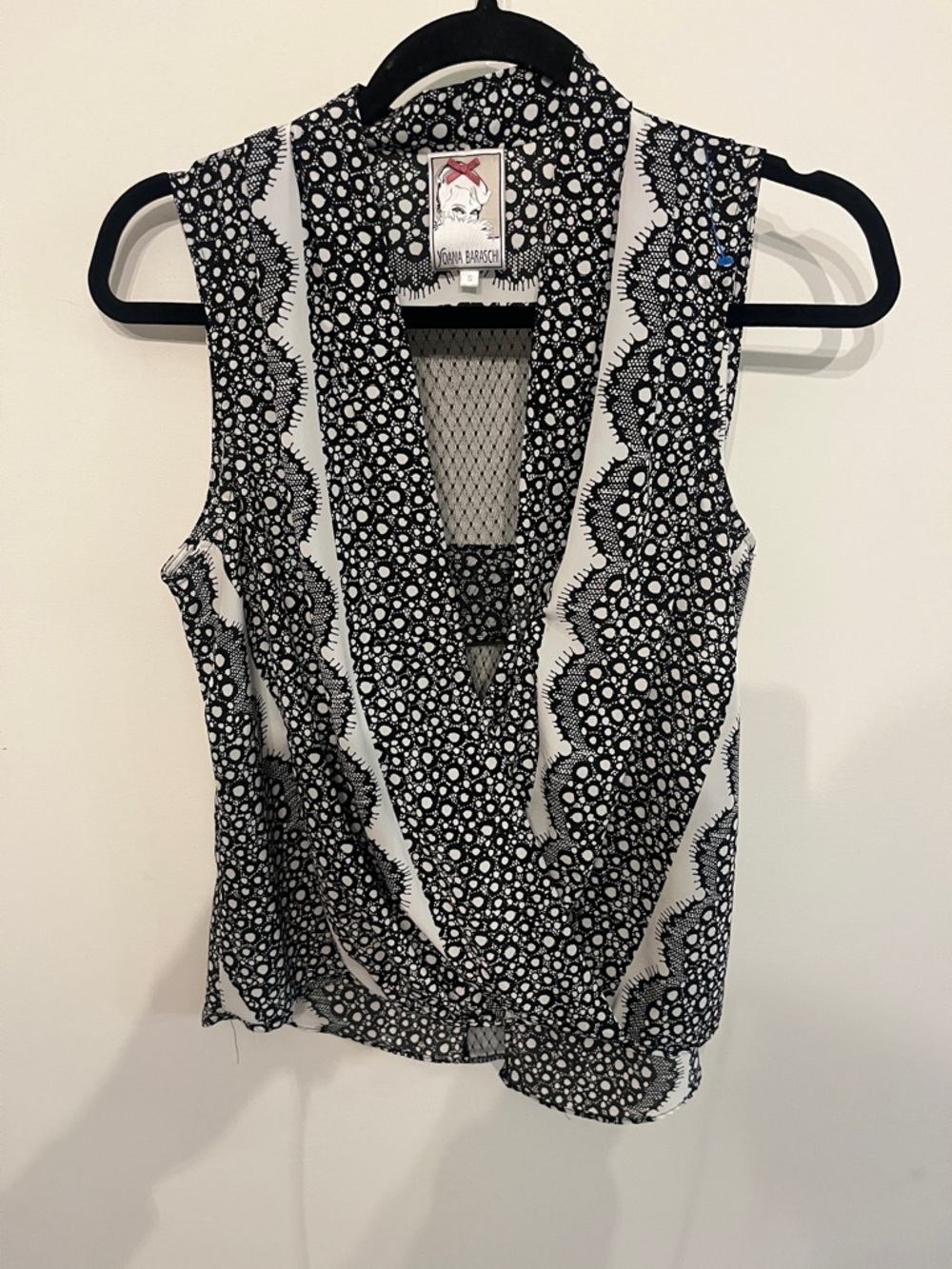 Yoana Baraschi Black & White Printed Lace-Effect V-Neck Camisole